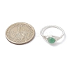Horse Eye Natural Green Aventurine & Amethyst & Rose Quartz Finger Rings RJEW-JR00843-02-3