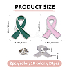 20Pcs 3 Styles Breast Cancer Awareness Pink Ribbon Enamel Pin JEWB-FH0002-53A-2