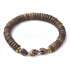 Natural Coconut Rondelle Beaded Stretch Bracelets BJEW-JB10250-01-2