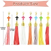 Cross Acrylic & Faux Suede Tassel Pendant Decorations HJEW-YW00078-01-3