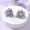 Flower Handmade Glass Seed Beads Stud Earrings EJEW-MZ00656-03-1