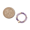 Round Natural Apatite & Green Aventurine & Amethyst & Moss Agate Beads Stretch Rings for Women RJEW-JR00714-02-3