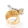 Brass Micro Pave Cubic Zirconia Adjustable Open Cuff Rings for Women RJEW-N051-04PG-3