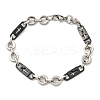 Two Tone 304 Stainless Steel Oval & Cross Link Chain Bracelet BJEW-B078-24BP-1