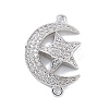 Rack Plating Brass Micro Pave Clear Cubic Zirconia Moon with Star Connector Charms KK-A234-056P-1