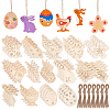 Easter Theme Unfinished Wood Pendant Decorations HJEW-WH0043-58-7
