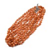 8mm Faceted Round Natural Red Aventurine Beaded Necklaces NJEW-F327-01A-04-2