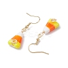 Candy Corn Handmade Lampwork Dangle Earrings EJEW-JE05869-4