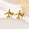 304 Stainless Steel Tiny Airplane Stud Earrings with 316 Stainless Steel Pins for Women EJEW-J043-01G-1