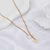1Pc Letter & Heart Stainless Steel Lariat Necklaces for Women NJEW-LP0002-87G-W-3