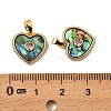 Brass & Paua Shell & Pink Cubic Zirconia Charms KK-G538-05G-3