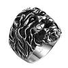 Punk Rock Style Unisex 316L Surgical Stainless Steel Lion Wide Band Rings RJEW-BB06688-8-2