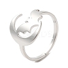 Non-Tarnish 304 Stainless Steel Moon with Bat Adjustable Ring for Women RJEW-M149-04P-3
