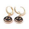 Hollow Out Smiling Face Enamel Hoop Earrings for Women EJEW-G304-01KCG-01-2