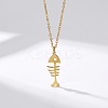 201 Stainless Steel Fishbone Pendant 304 Stainless Steel Cable Chain Necklaces WGDF59F-03-1