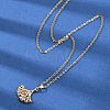 Ginkgo Leaf Brass Micro Pave Cubic Zirconia Pendant Neckalces NJEW-C076-26G-2