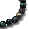 Natural Dyed & Heated Tiger Eye Round Beaded Stretch Bracelets for Men Women BJEW-JB12538-4
