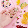 30Pcs 6 Styles Natural Lapis Lazuli & Carnelian & Rose Quartz & Amethyst & Synthetic Moonstone Round Copper Wire Wrapped Pendants PALLOY-GA00028-3