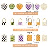 SUPERFINDINGS 24Pcs 12 Style Rack Plating Alloy Checkerboard Pendants FIND-FH0003-01-4