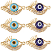 8Pcs 2 Colors Rack Plating Real 18K Gold Plated Brass Micro Pave Clear Cubic Zirconia Connector Charms ZIRC-BBC0002-03-1
