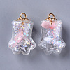 Bear Paw Transparent Glass Pendants GLAA-S181-10B-2