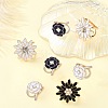 8Pcs 4 Styles Carnation & Daisy Golden Alloy Enamel Scarf Buckle Ring AJEW-CJ0001-33-6