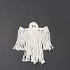 Woven Macrame Cotton Ghost Pendant Decorations HJEW-JM03750-2