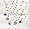 Natural Mixed Stone 304 Stainless Steel Sun Pendant Satellite Chain Necklaces NJEW-JN06501-1