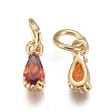 Brass Micro Pave Cubic Zirconia Charms ZIRC-F111-04G-06-2