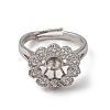 Flower Brass Micro Pave Clear Cubic Zirconia Cuff Ring Settings KK-D378-32P-2