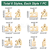 6Pcs 6 Style 316 Surgical Stainless Steel Charms STAS-UN0040-38G-5