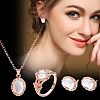 Oval Alloy & Acrylic Imitation Moonstone Pendant Necklaces & Stud Earrings & Rings Sets FS-WG10CC3-01-1-2
