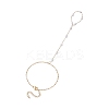 Ion Plating(IP) 316 Surgical Stainless Steel Plastic Imitation Pearl Paperclip Chains Finger Ring Bracelets for Women BJEW-JB11771-2