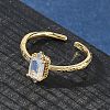 Rectangle Brass Micro Pave Cubic Zirconia Cuff Rings RJEW-Z111-04G-5