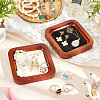 Square Wood Jewelry Storage Tray with Microfiber Fabric Mat Inside ODIS-WH0030-37A-02-4