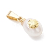 Natural Cultured Freshwater Pearl Rice Charms with Alloy Shell Slices PALLOY-JF04965-4