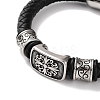 Men's Braided Black PU Leather Cord Bracelets BJEW-K243-31AS-2