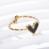 Heart 304 Stainless Steel Enamel Cuff Rings RJEW-D306-32G-02-5