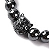 Round & Tiger Head Synthetic Non-magnetic Hematite Beaded Stretch Bracelets for Women BJEW-Q345-03-2