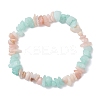 Natural Amazonite and Morganite Chip Beads Stretch Bracelets for Women BJEW-JB12589-01-1