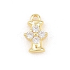 Brass Micro Pave Clear Cubic Zirconia Charms KK-Z151-18G-I-1