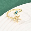 Rotatable Brass Micro Pave Cubic Zirconia Open Rings for Women RJEW-K305-02G-3