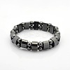 Magnetic Hematite Tow Row Rectangle and Round Beads Stretch Bracelets for Valentine's Day Gift LS-BJEW-M066-11-1