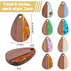 16Pcs 8 Colors Transparent Resin & Walnut Wood Big Pendants RESI-HS0001-01D-2