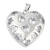 Rack Plating Heart Brass Micro Pave Clear Cubic Zirconia Pendants KK-P287-37P-1