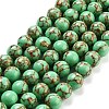 Synthetic Gold Line Turquoise Beads Strands G-H026-01E-03-1