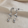 304 Stainless Steel Wavy Dangle Earrings for Women LS-XZ4917-2-1