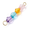 Rainbow Color Transparent Acrylic Bicone Beaded Connectors Charms PALLOY-JF02968-5