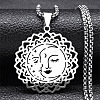 201 Stainless Steel Hollow Moon Star Flower Pendant Necklaces for Women LS-NJEW-K283-35P-1