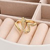 Rack Plating Brass Micro Pave Clear Cubic Zirconia Cuff Rings for Women RJEW-M028-108G-3